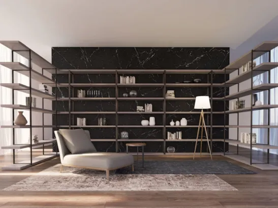 Libreria divisoria in metallo con ripiani in legno Hudson di Cattelan Italia